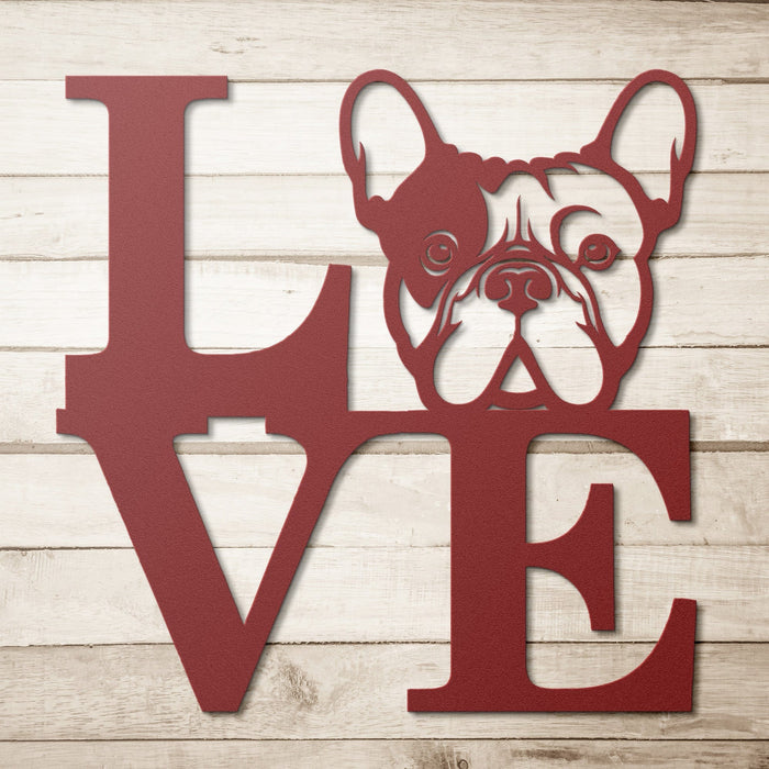 Frenchie Love Metal Sign - BullyBellyWall Art