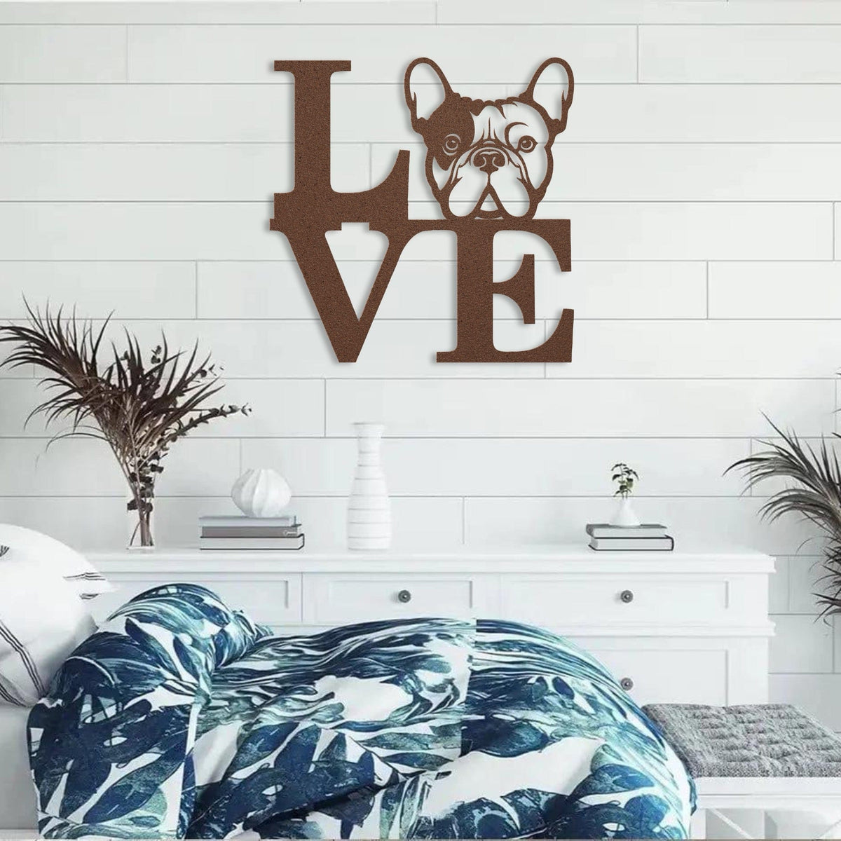 Frenchie Love Metal Sign - BullyBellyWall Art