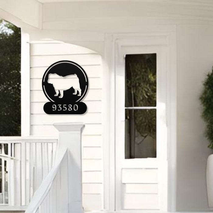 Full-Bodied Bulldog House Number Metal Sign - BullyBelly