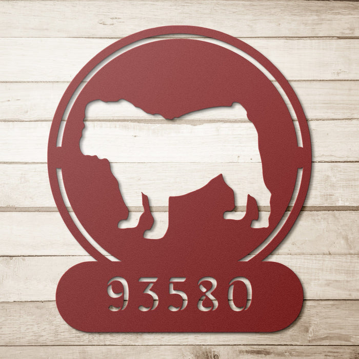 Full - Bodied Bulldog House Number Metal Sign - BullyBellyWall Art