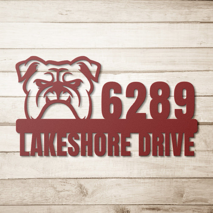 Metal Address Sign for Bulldog Home - BullyBellyWall Art