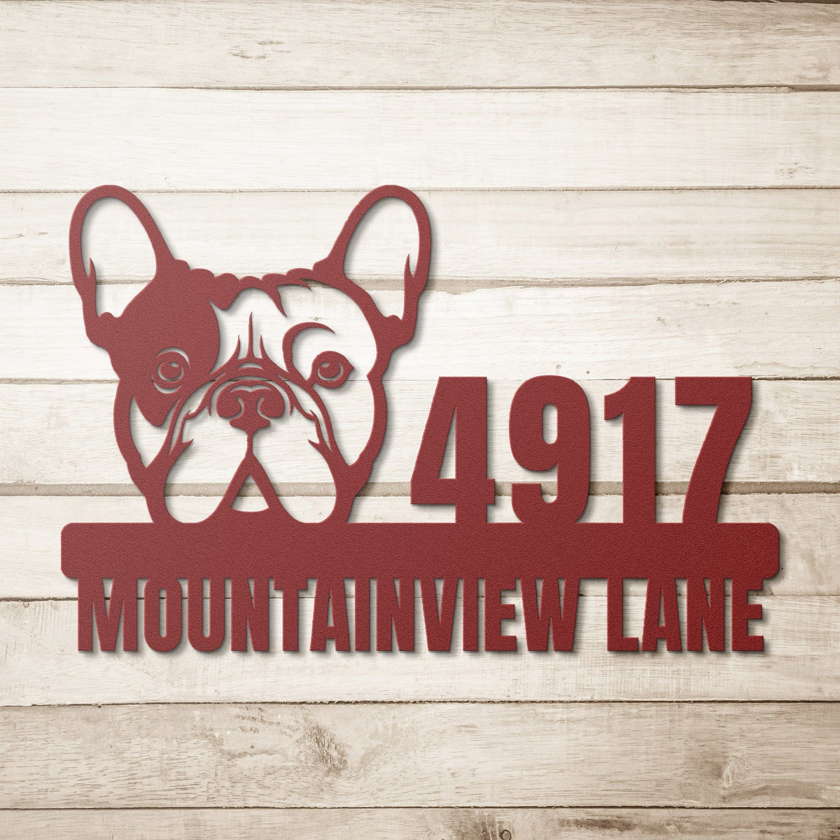 Metal Address Sign for French Bulldog Home - BullyBellyWall Art