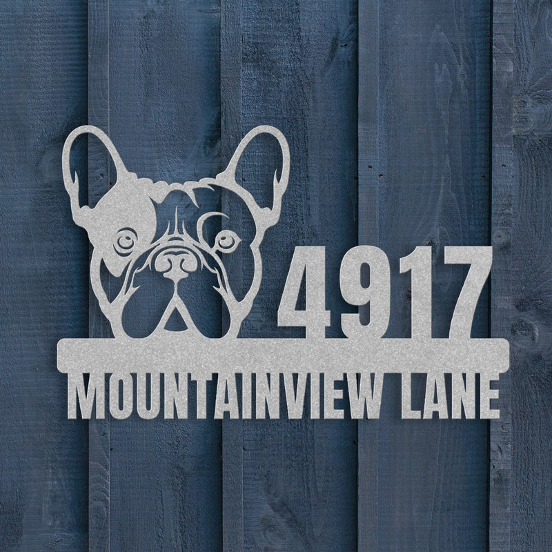 Metal Address Sign for French Bulldog Home - BullyBellyWall Art