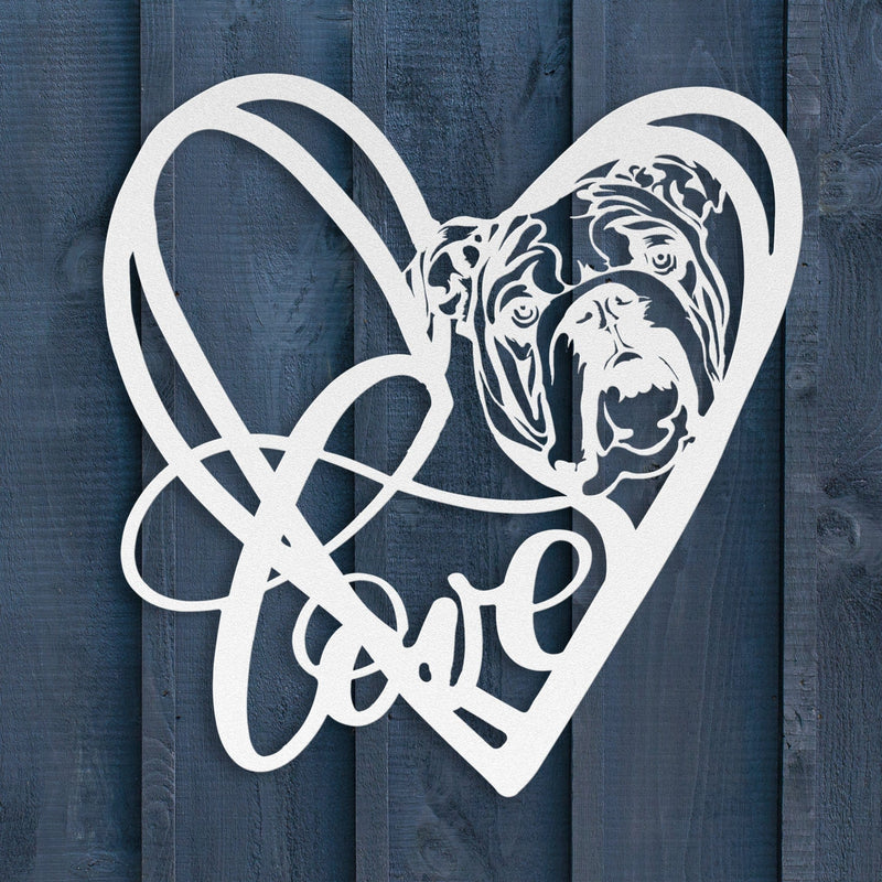 My Love, My Heart English Bulldog Metal Wall Art - BullyBellyWall Art