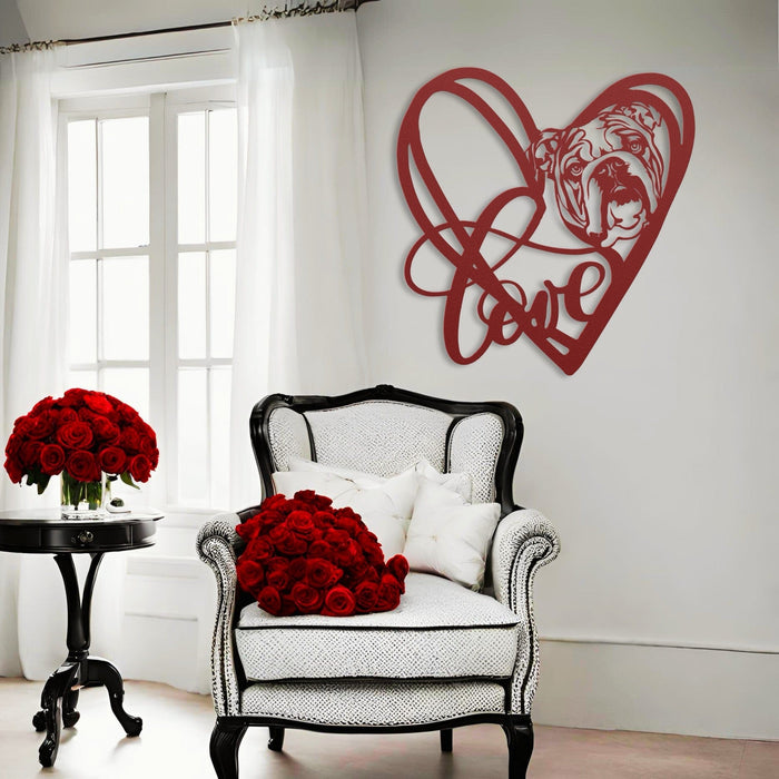 My Love, My Heart English Bulldog Metal Wall Art - BullyBelly