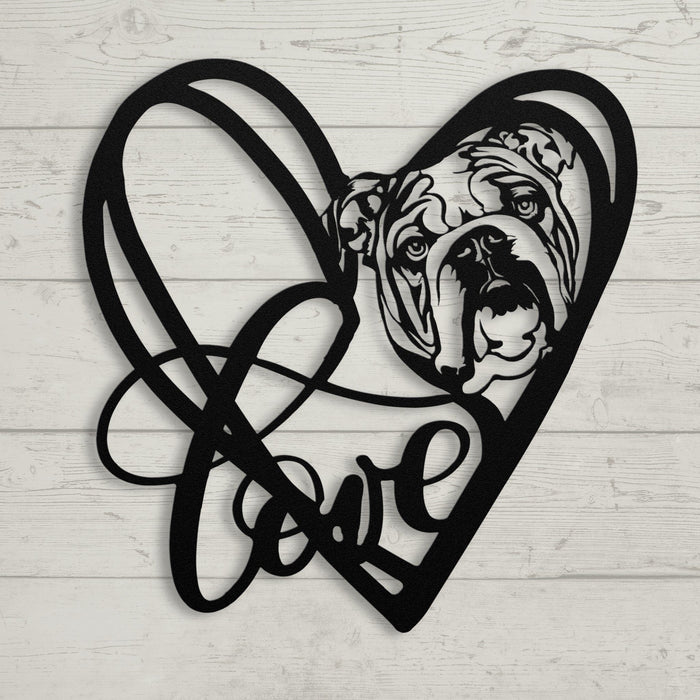 My Love, My Heart English Bulldog Metal Wall Art - BullyBellyWall Art