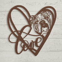 My Love, My Heart English Bulldog Metal Wall Art - BullyBellyWall Art