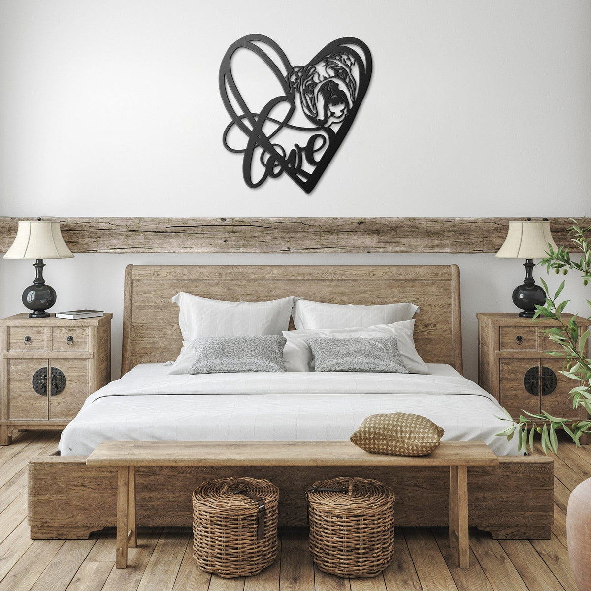 My Love, My Heart English Bulldog Metal Wall Art - BullyBellyWall Art