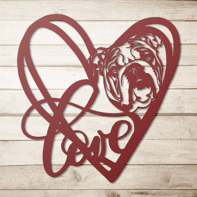 My Love, My Heart English Bulldog Metal Wall Art - BullyBellyWall Art