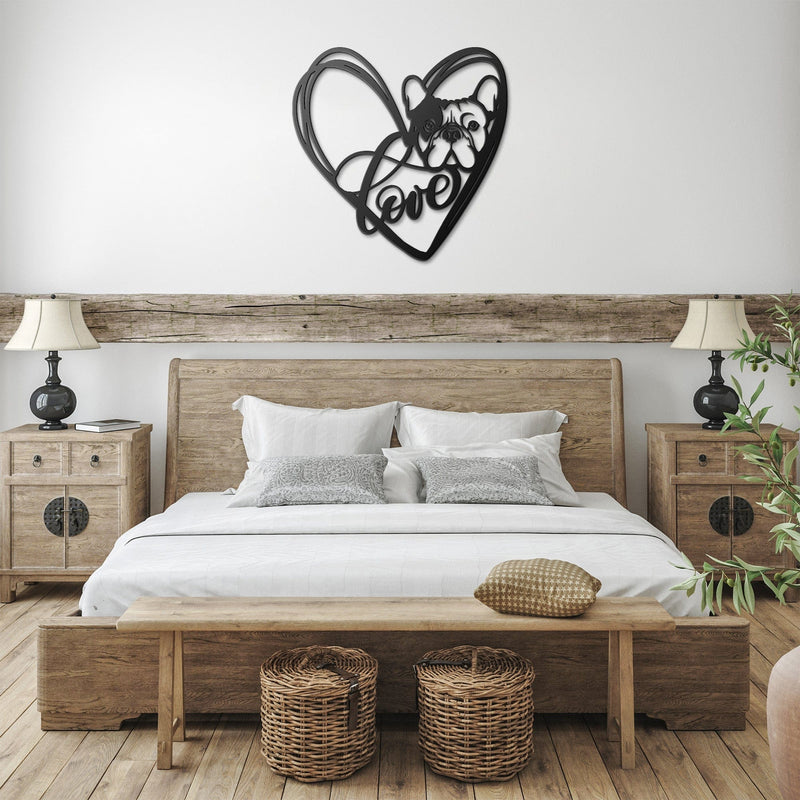 My Love, My Heart Frenchie Metal Wall Art - BullyBellyWall Art