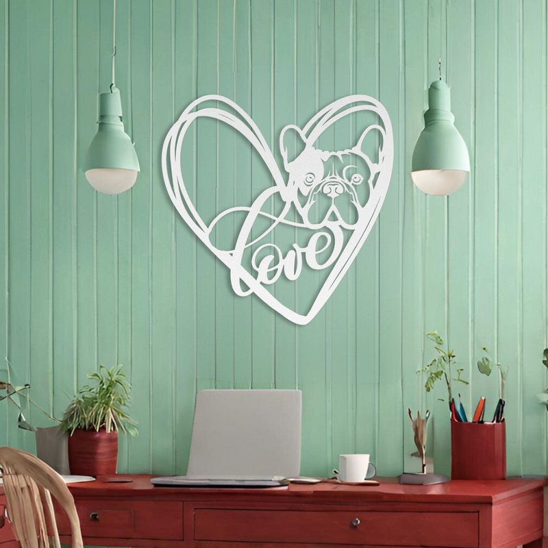 My Love, My Heart Frenchie Metal Wall Art - BullyBellyWall Art