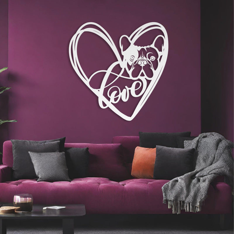 My Love, My Heart Frenchie Metal Wall Art - BullyBellyWall Art