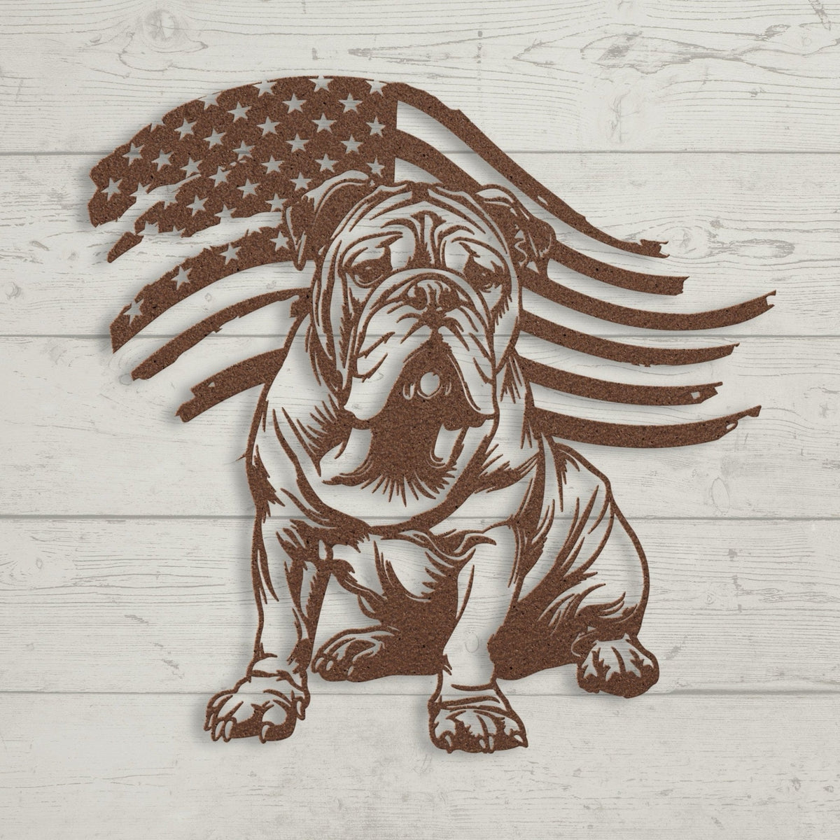 Patriotic Bulldog Metal Wall Art - BullyBellyWall Art