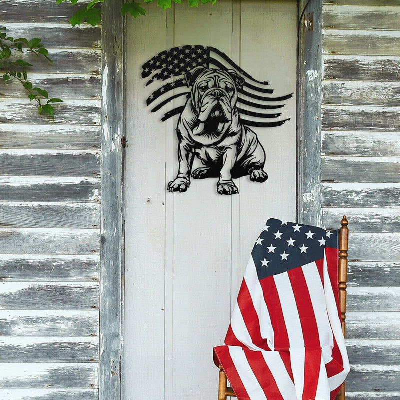 Patriotic Bulldog Metal Wall Art - BullyBellyWall Art