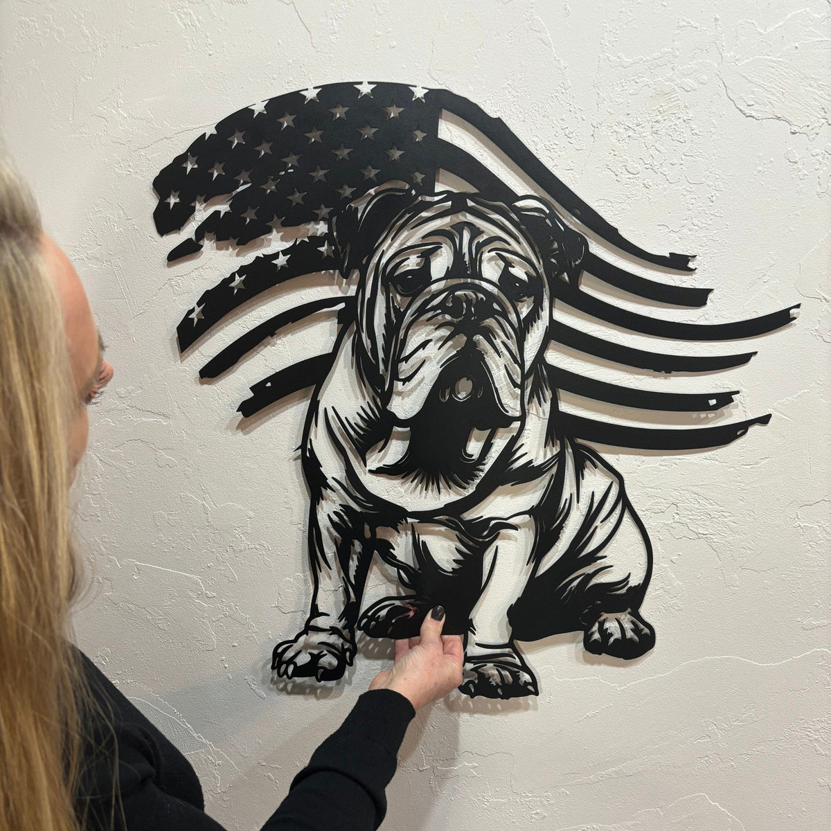 Patriotic Bulldog Metal Wall Art - BullyBellyWall Art