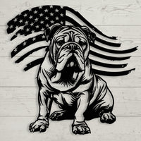 Patriotic Bulldog Metal Wall Art - BullyBellyWall Art