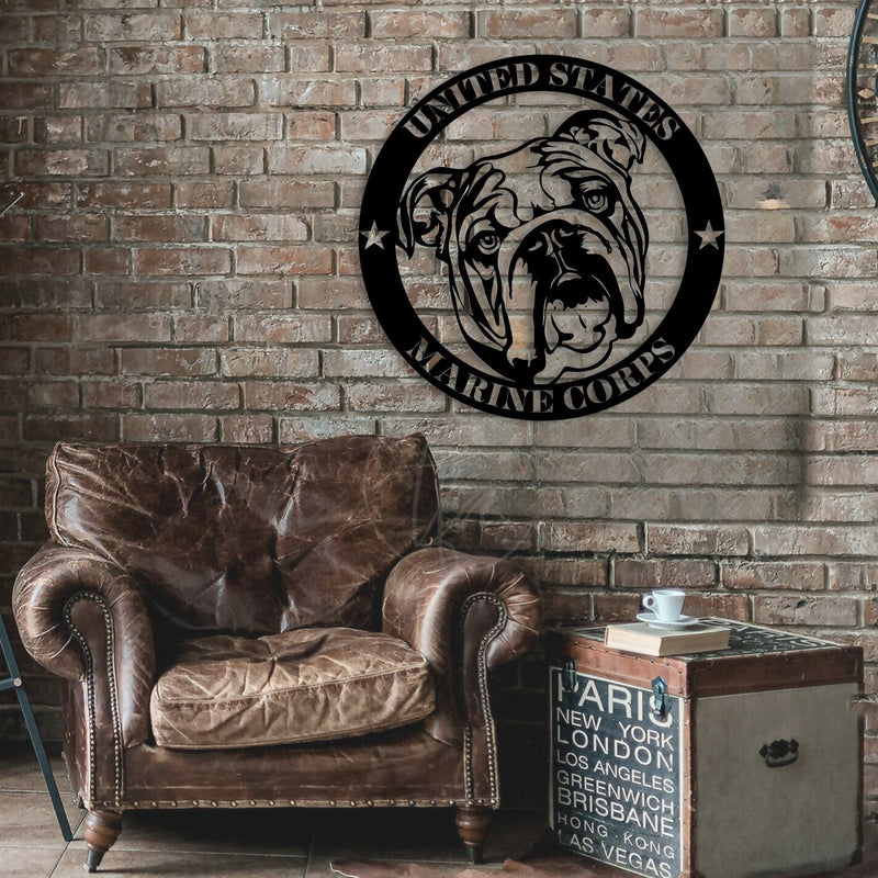 Marine Corps Bulldog Metal Wall Art - BullyBellyWall Art